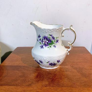 Vintage Aynsley China Wild Violets Milk Jug Pitcher Vase 