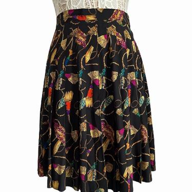 Ann Taylor Silk Tassel Print Skirt 