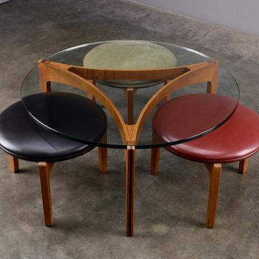 Sven Ellekaer Coffee Table and Stools Set Mid Century Danish Modern Teak 