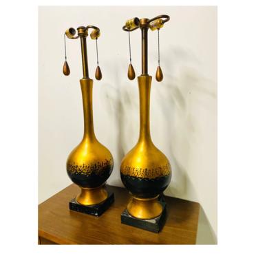 Hollywood Regency Set of Accent Lamps, Mid Century Lamps, MCM Set of Two Lamps, Tall Vintage Lamps 