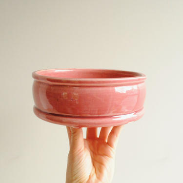 Vintage Pink Ceramic Bonsai Pot or Change Dish, Mid Century Modern Planter Pot, Bonsai Planter, Small Pink Ceramic Bowl 