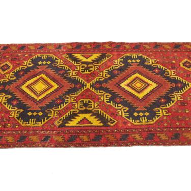 Mid Century Oriental Red and Gold Rug - mcm 