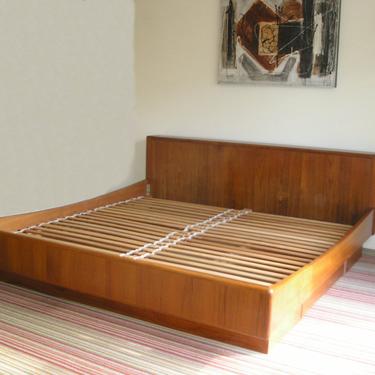 Danish Modern KING Size Teak Platform Bed With 2 Underbed Storage Drawers by D-Scan CALL Chris 571 330 0810 / MCM Mid Century Denmark 