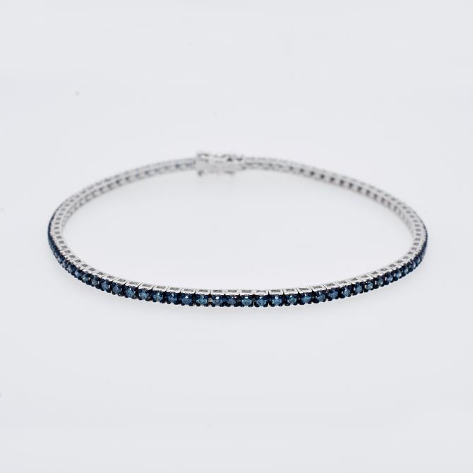 Blue Diamond Tennis Bracelet in White Gold