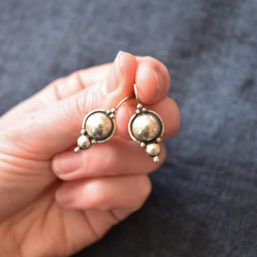Silver Bezel Drop Earrings | Sterling Silver | Vintage Earrings | Minimalist 