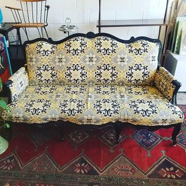 Reupholstered Victorian Petite Sofa. 