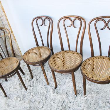 Held for Deedee - set of 4 Vintage Bentwood Thonet ZMG H28 Style Chairs with Hand Caned Seats 