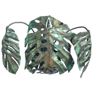 Enameled Copper Monstera “Swiss Cheese Plant” Wall Sconce by Garland Faulkner