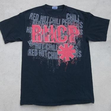 Vintage T-Shirt Red Hot Chili Peppers 2000s  Small Distressed Faded Black Worn In Alternative Metal Band 