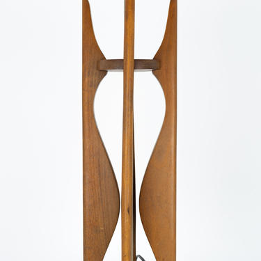 Mid Century Sculptural Walnut Table Lamp - mcm 