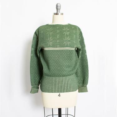 1940s SKI Sweater Green Wool Après S 