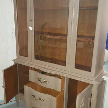 French Provincial China Cabinet. Two pieces. by Unique