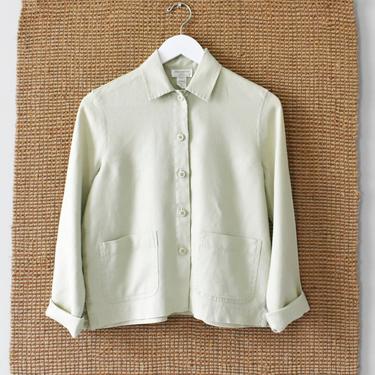 vintage linen button down shirt, cropped chore jacket, size S 