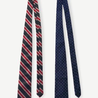 Lot of 2 ~ Vintage BROOKS BROTHERS Neckties ~ Repp Stripe / Polka Dot ~ Preppy ~ Ivy Style ~ Trad ~ Tie / Ties 