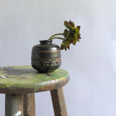 Small Vintage Studio Bud Vase, Metallic Glaze 