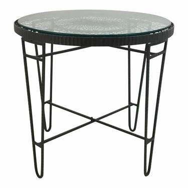 Industrial Modern Iron/Wire/Glass Round Side Table