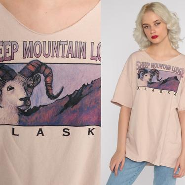 Alaska Shirt 90s Sheep Mountain Lodge Shirt Animal TShirt Alaska Tee Vintage Graphic Shirt Screen Print 1990s T Shirt Extra Large Xl by ShopExile