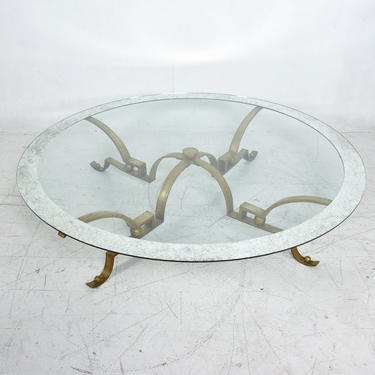 ARTURO PANI Exceptional Brass Round COCKTAIL Table w/ Antique Mosaic Glass 1950s 