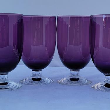 Vintage Fostoria &quot;Classic Amethyst&quot; Purple Iced Tea Goblets - Set of 6