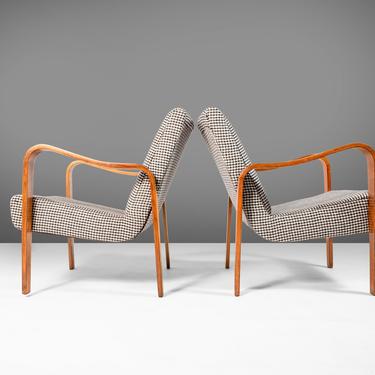 Set of Two (2) Bentwood Lounge Chairs by Thonet Newly Upholstered, c. 1940 