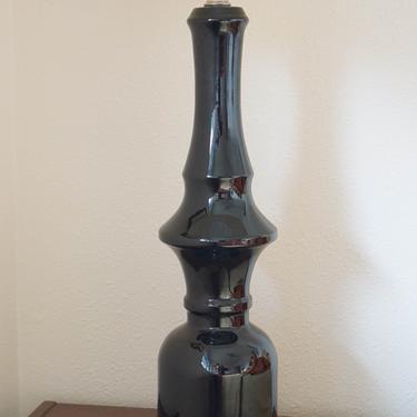 HOLLYWOOD REGENCY LAMP - Black Ceramic with Chrome - Mid-Century Modern/Vintage 