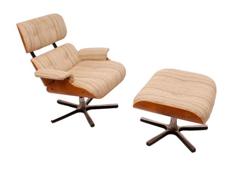 Mid Century Eames Style Lounge Chair & Ottoman