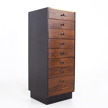 David Parmalee for Founders Mid Century Rosewood and Ebonized Ash 8 Drawer Jewelry Lingerie Dresser Chest - mcm 