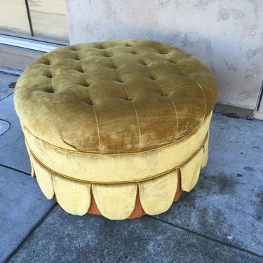Mid Century Modern Tufted Round Cup Cake Rolling Ottoman Poof by John Breuner Furniture 