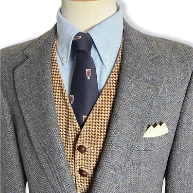 Vintage 100% WOOL TWEED Blazer ~ 38 S ~ Windowpane Check Plaid ~ jacket / sport coat ~ Preppy / Ivy League / Trad ~ 