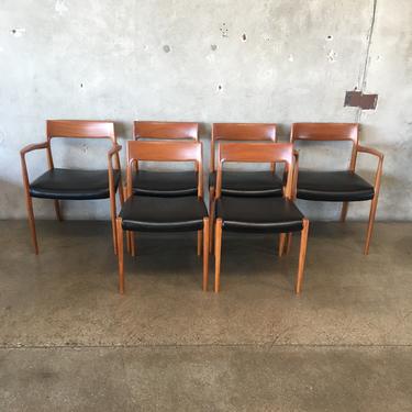 Set of Six Danish Modern Neils Moller Model 77 Dining Chairs for JL Moller