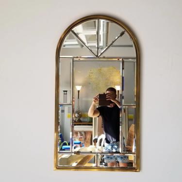 1970s Heritage Brass Frame Arched Wall Mirror. 