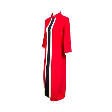 Vintage 1970's Robe Velour Robe Half Zip Size 12 JCPenney Red Vintage House Coat, House Dress Vintage Sleepwear Pajamas Womens 