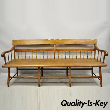 19th Century Antique American Colonial Spindle Back Hitchcock 76" Long Bench