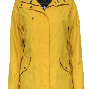 Barbour - Yellow Waterproof Zip-Up Hooded Rain Jacket Sz 10