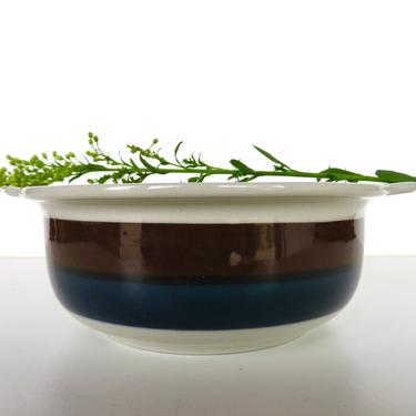 Arabia Finland Kaira Lugged Cereal Bowl,  6&quot; Blue And Brown Lug Soup Bowl By Anja Jaatinen-Winquist 