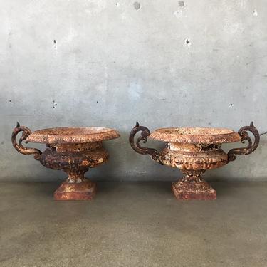 Antique Cast Iron French Urns