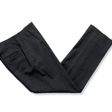 Vintage 1960s BROOKS BROTHERS Wool Tweed Pants ~ 29 x 30.5 ~ Herringbone Trousers ~ Flat Front ~ Charcoal Gray 