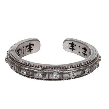 Judith Ripka - Sterling Silver Engraved Cuff Bracelet w/ Stones