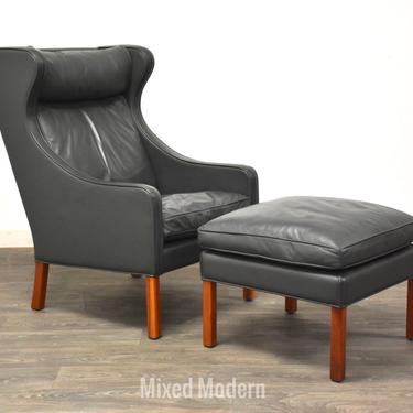 Charles Webb Leather Lounge Chair and Ottoman 