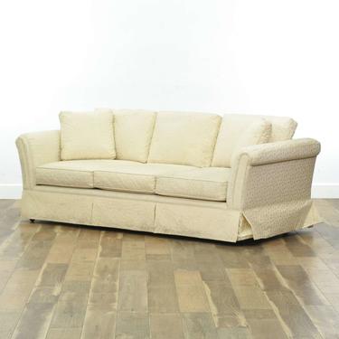 Contemporary Overstuffed Ivory Upholstery Sofa