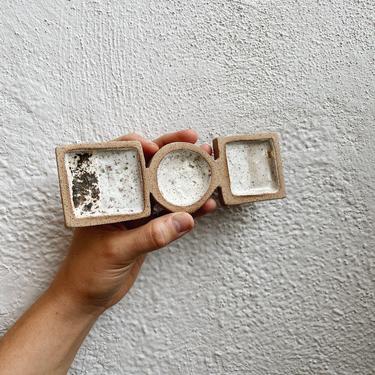 Neutral Shapes Ring Dish Tray - The Object Enthusiast - Speckled Ceramic Shapes Jewelry Tray with Gold Accents 