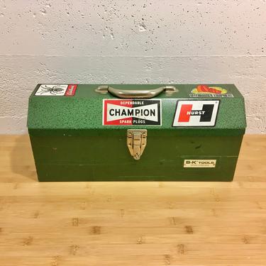 Vintage 1971 S-K Angle Lid Toolbox with Tray, 70s Decals, One Owner 