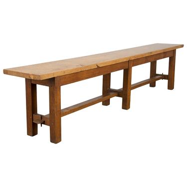 19th Century Rustic Country French Farmhouse Trestle Oak Bench 