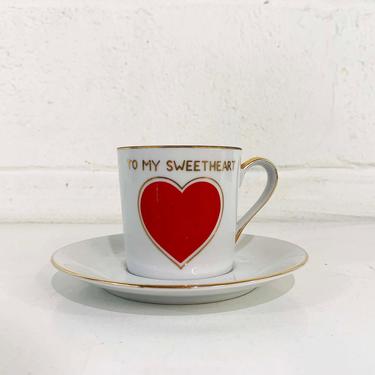 Vintage Lefton Valentine's Day Cup Lover Mug 1960s 60s Hand Painted Coffee Heart Handle Pride Classic Love Hearts Romantic Gift Present MCM 