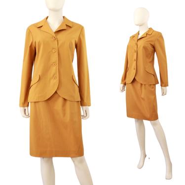 Late 1960s Mustard Yellow Suit - 1960s Womens Suit - 1960s Yellow Suit - Mustard Yellow Vintage Suit - 60s Suit - Vintage Suit | Size Small 