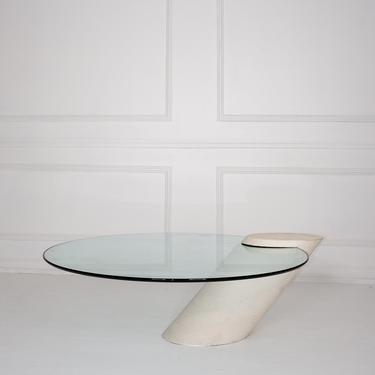 Postmodern Cantilevered Glass Coffee Table