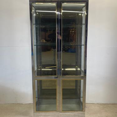 Mid-Century Modern Chrome and Glass Curio Cabinet 