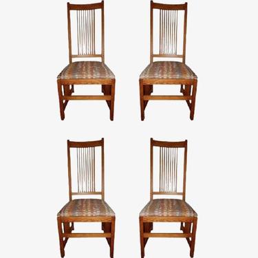 Four Arts and Craft Oak Dinning Chairs by Pennsylvania House Furniture 1887