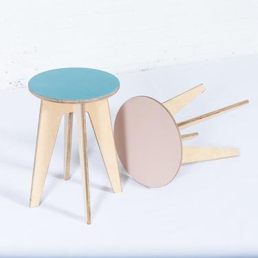 End table, Side Table, Bedside Table, Stool, Mid-Century Modern, Teal, Pink, Midcentury, Geometric End Table, &quot;The Jobim&quot; 