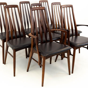 Niels Koefoeds Hornslet Rosewood Eva Mid Century Modern Dining Chairs Set of 8 - mcm 
